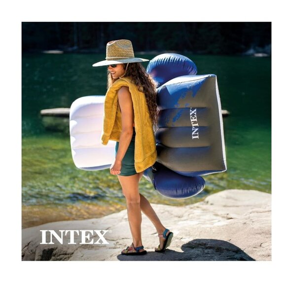 Intex Inflatable Lounge Pool Recliner Lounger Chair with Cup Holders - Picture 9 of 10